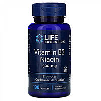 Life Extension Витамин B3 Ниацин 500 мг, 100 капсул