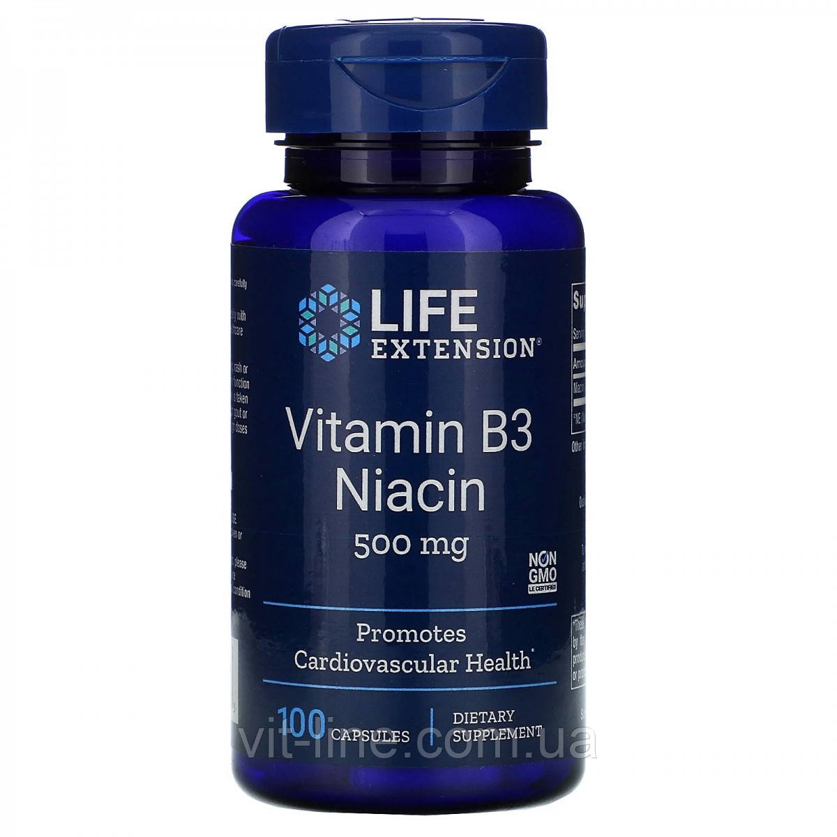 Life Extension Витамин B3 Ниацин 500 мг, 100 капсул - фото 1 - id-p582209957