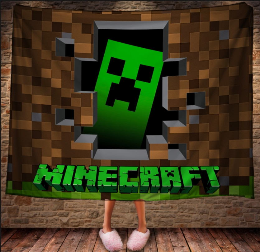 Плед с 3D принтом - Логотип Minecraft. 150х200 см., фото 1