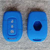 Силиконовый чехол для ключа автомобилей марки Renault цвет синий 3 кнопки