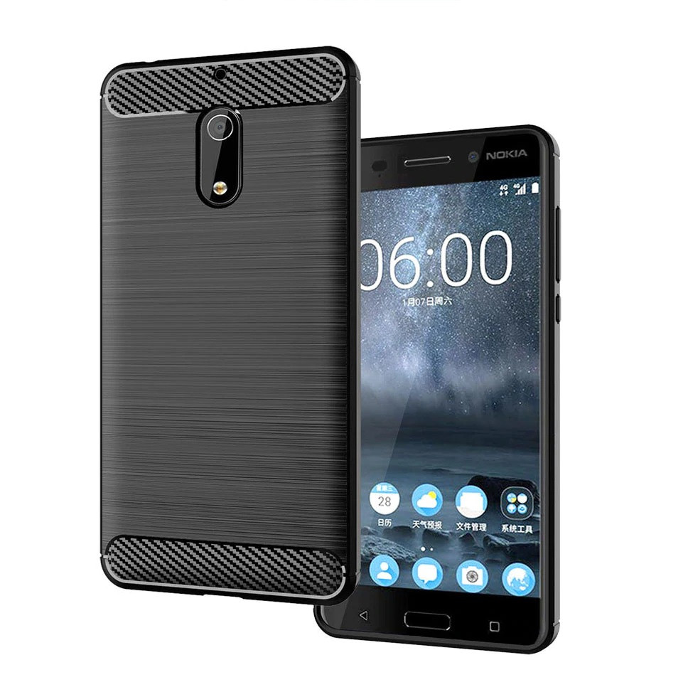 Чохол накладка для Nokia 6 - TPU Carbon Fiber Case Чорний