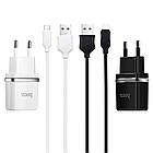 Зарядка USB кабель для Samsung Galaxy A01 (A015) HOCO C12 2в1 USB microUSB, фото 3