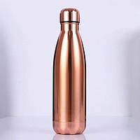 Металічна термо пляшка, 500 мл, мідна