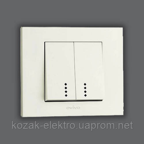 GRANO Вимикач 2 клавішний з підсвіткою колір крем - фото 1 - id-p1289069744