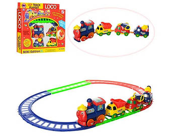 Залізниця на бат-ці,паровоз,машинки-вагончики, в кор-ці 25х23х4см №19016B(96)