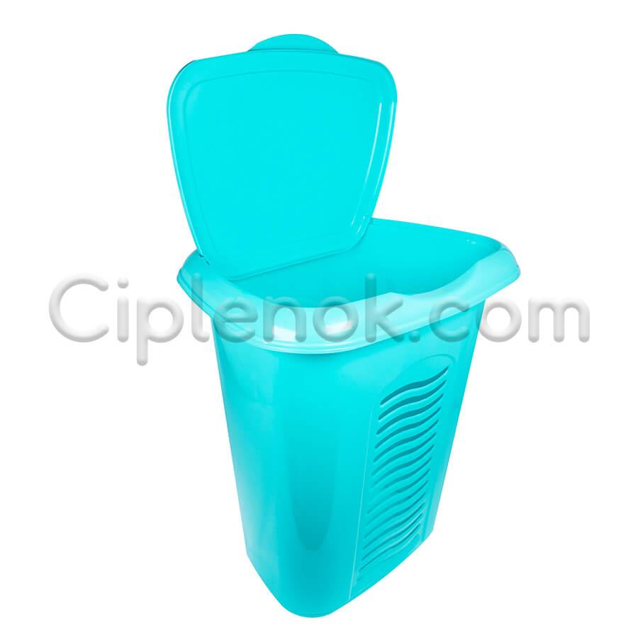 Пластиковий кошик для білизни з кришкою на 40 л (бірюзовий)