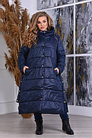 Зимнее женское пальто большого размера Синий