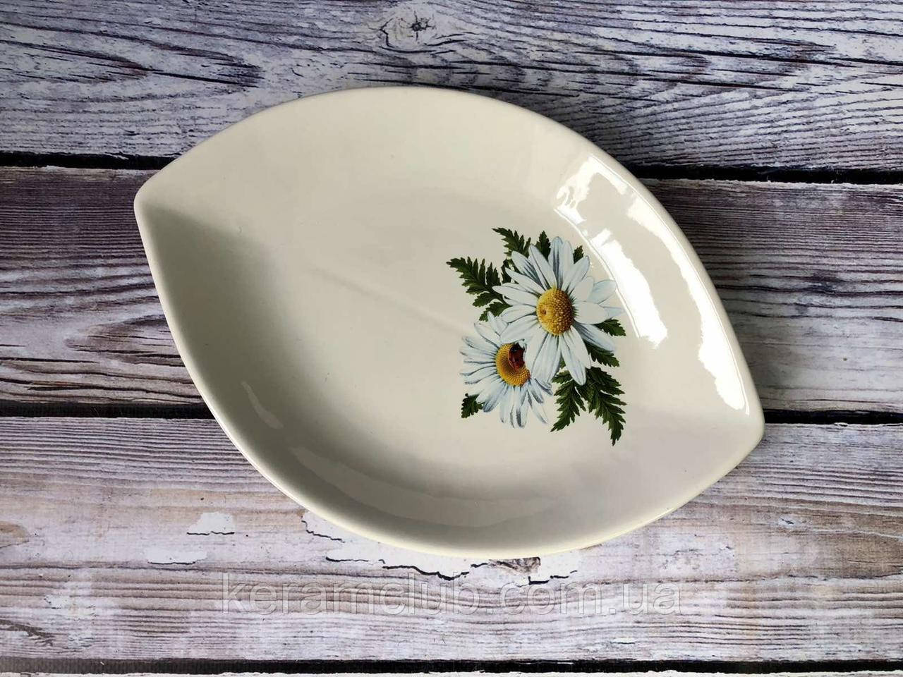 Салатник Човник Човник Керамклуб 24,5 см білий з деколлю