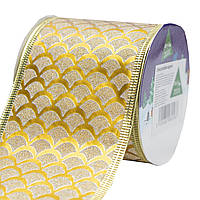 Декоративна стрічка в рулоні, d=6,3 см, 3м, золотистий, ПВХ (080587-2)