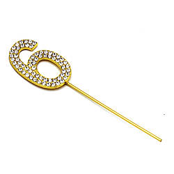 Топпер зі стразами Цифра 6 золото