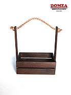 Ящик дерев'яний з ручкою з мотузки, коричневий, 25х15х10(30) см, фото 2