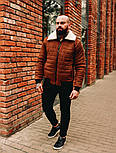 Чоловіча зимова куртка тепла замшева з хутром коричнева Туреччина. Живе фото. Чоловіча куртка, фото 6