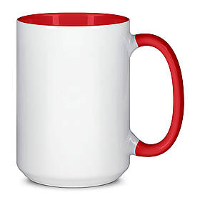 Чашка для сублімації кольорова всередині та ручка 425 мл (Червоний)