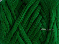 Толстая, крупная пряжа для пледов, кардиганов. 100% мериносовая шерсть для вязания.Зеленый. Топс.