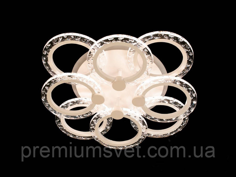 Стельова світлодіодна люстра, колір чорний QX2512/4+4S BK LED 3 color dimmer, фото 1