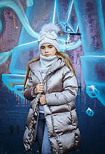 Стильне дитяче пальто для дівчинки Bomboogie Італія CG6043 Бежевий 140 см  ⁇  Верхній одяг для дівчаток