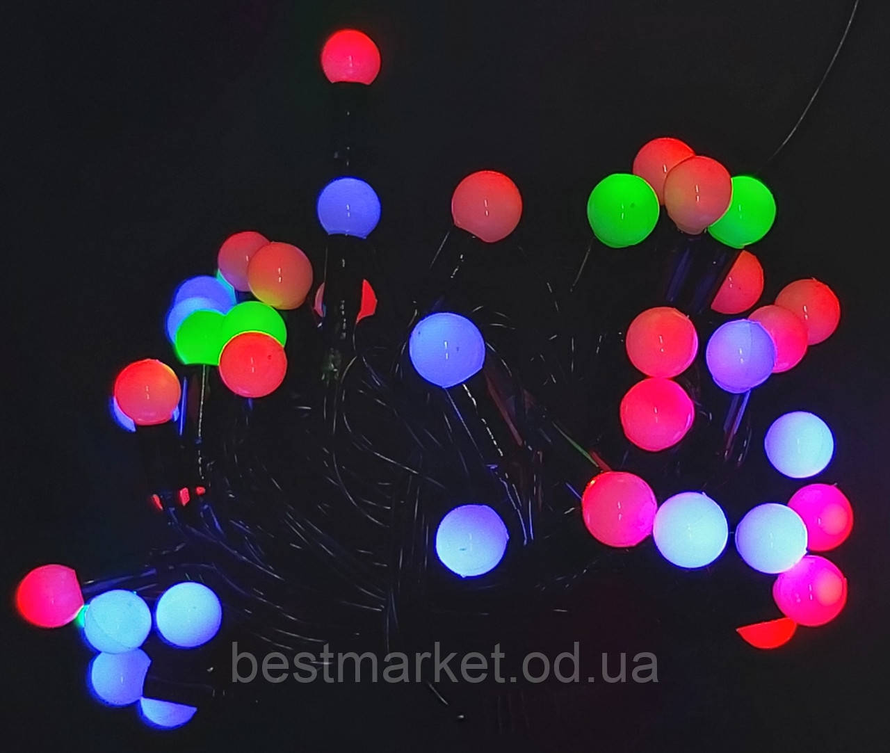 Новорічна Світлодіодна Гірлянда Нитка на Ялинку Фігурні Міні Кульки (Білі) 40LED Мульти ч/п