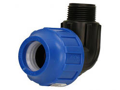 Коліно d 20х1/2", STP, із зовнішньою різзю, затискне, компресійне