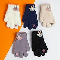 Оптом перчатки детские на 2 - 3 - 4 - 5 лет двойна подкладка на девочек зимние (арт. 20-7-92)
