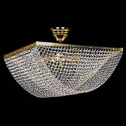 Кришталева стельова чеська люстра для залу, спальні на 8 лампочок MEGAIRA хром