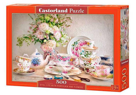 Пазли Натюрморт з порцеляною і квітами на 500 елементів, фото 2