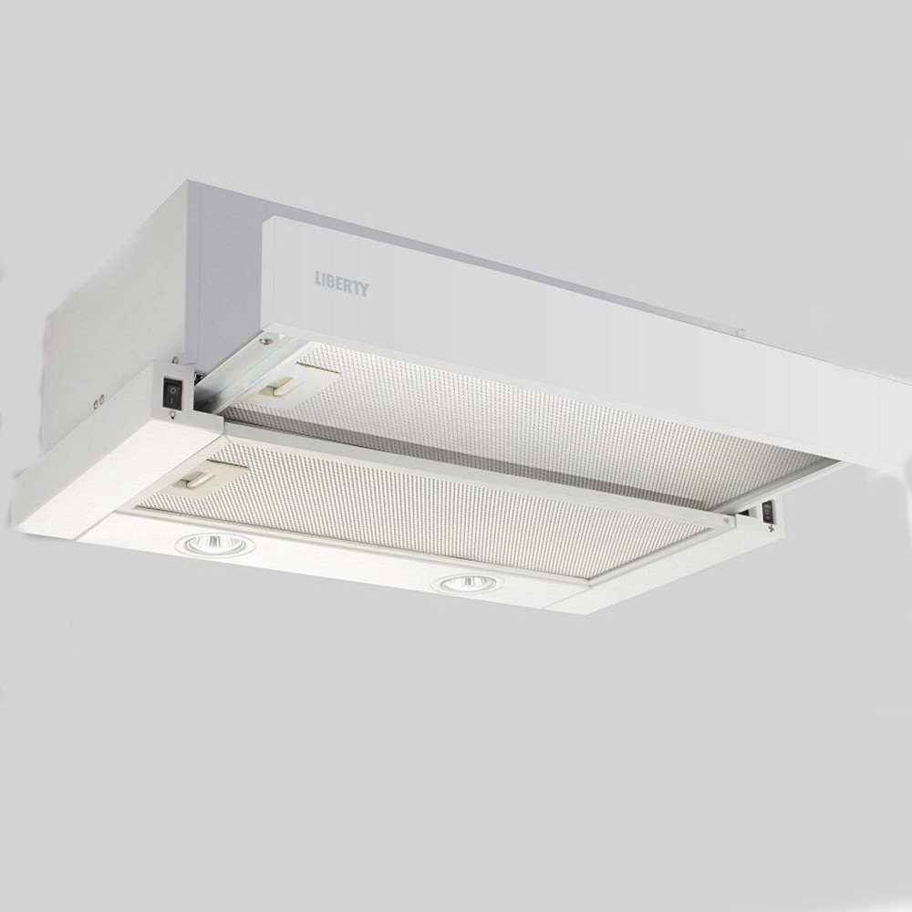 Біла висувна вбудована телескопічна витяжка для кухні Liberty SLIDE 265 W, шириною 60 см, фото 1