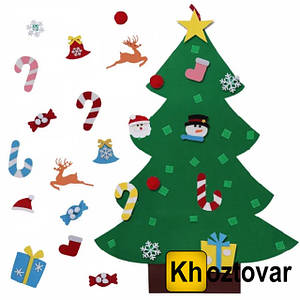 Ялинка з фетру на стіну з набором іграшок