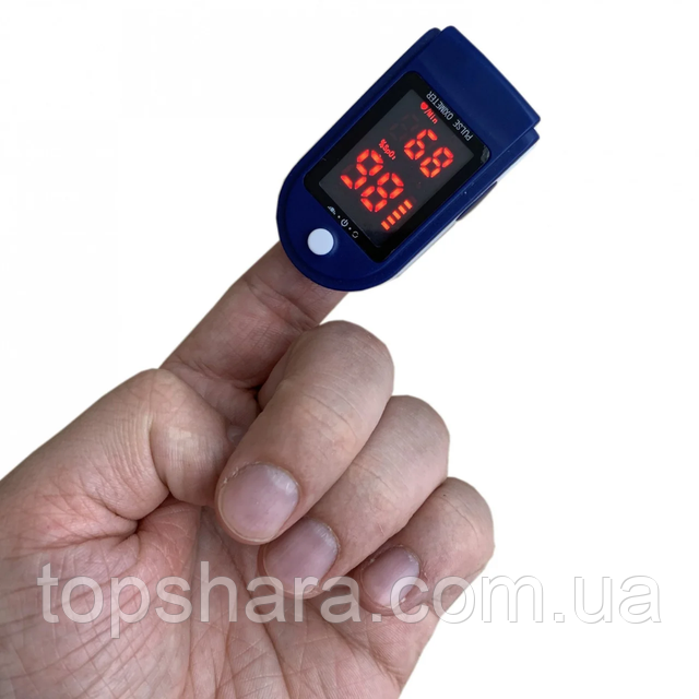 Пульсовий оксиметр Fingertip Pulse Oximeter на палець (пульсоксиметр) синий/белый