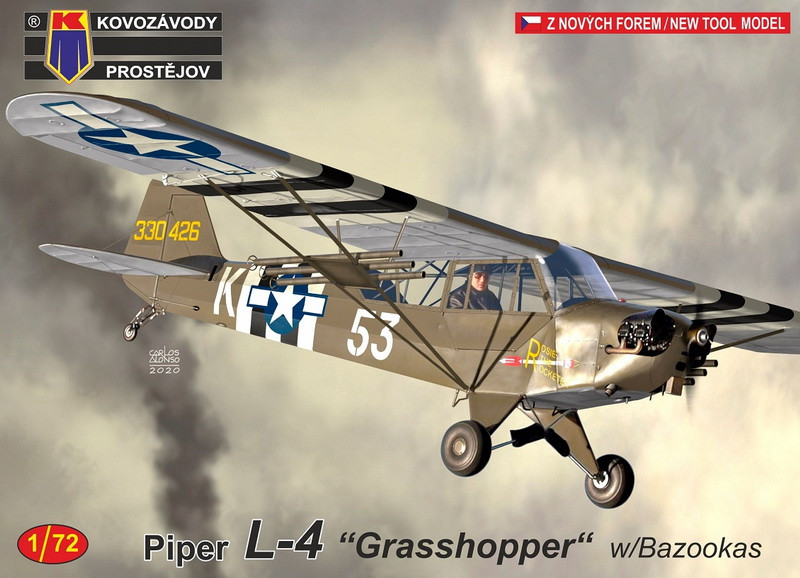 Пластикова модель 1/72 Kovozavody Prostejov 0190 Американський літак Piper L-4 “Grasshopper w/Bazookas, фото 1