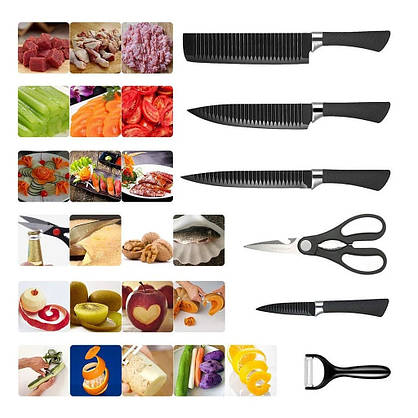 Шикарний Професійний Набір Кухонних Ножів із 6 Предметів у Подарунковій коробінці Ніж (6 in 1), фото 3