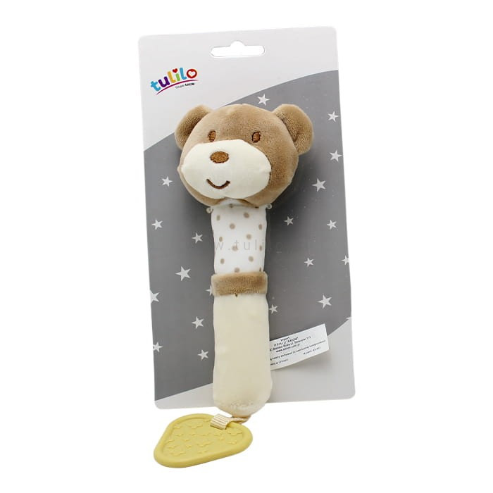 Брязкальце-пищалка плюшева Tulilo Caramel Teddy Bear Ведмедик 17см