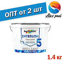 Kompozit INTERIOR 5 1,4 кг Фарба інтер'єрна акрилова латексна для стель і стін, стійка до миття