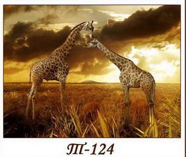 Картина з бурштину Пара жирафів у савані 40/60 см , фото 1