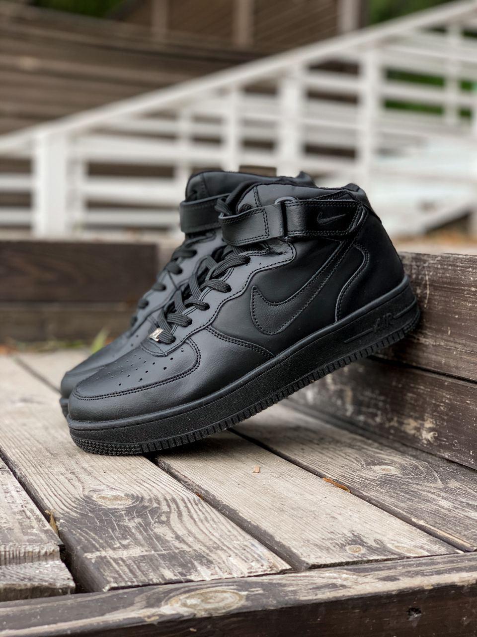 Кросівки зимові чоловічі Nike Air найк аїр чорні на хутрі