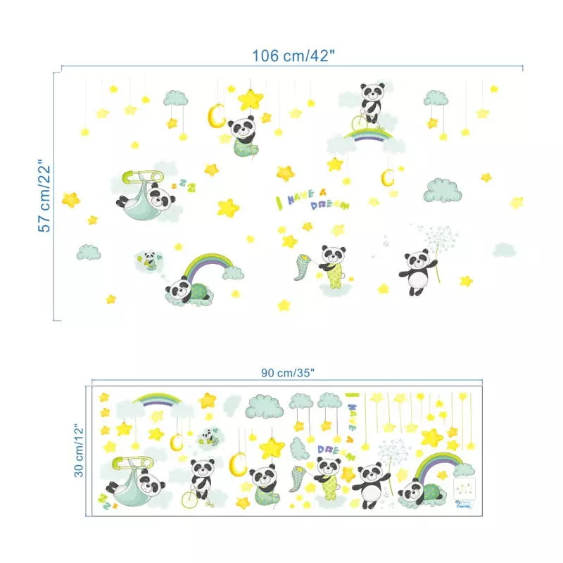 Декоративные наклейки для детского сада, наклейка в детскую "новорожденные панды" 57см*106см ( лист 30см*90см) - фото 2 - id-p29250250