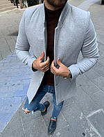 Мужское зимнее пальто светло серое (еврозима) приталенное мужские пальто длинные зима - S, M, L, XL, XXL M