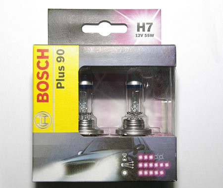 Лампочки автомобільні H7, комплект 2 шт. 1 987 301 075 Bosch + 90, 1 987 301775