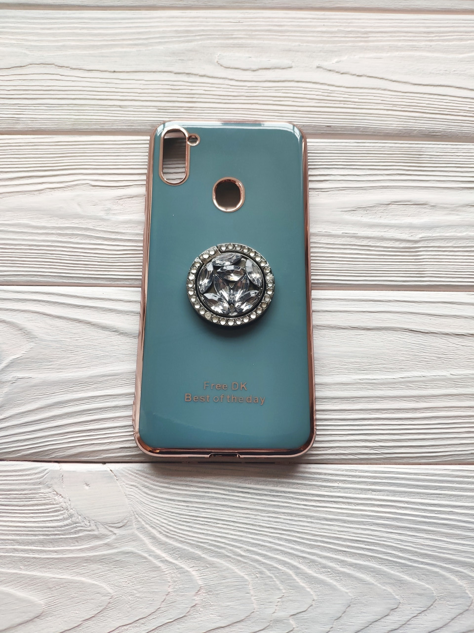 Чохол Ring Stones для Samsung Galaxy A11 2020 / A115F силіконовий бампер ( сіро-блакитний (рожевий обідок)), фото 1
