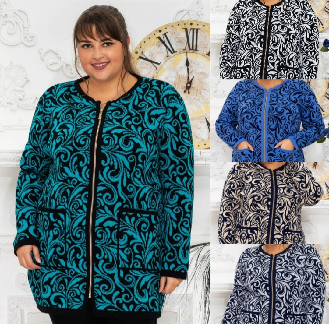 Купить Женский вязаный кардиган большого размера с рисунком продажа в ...