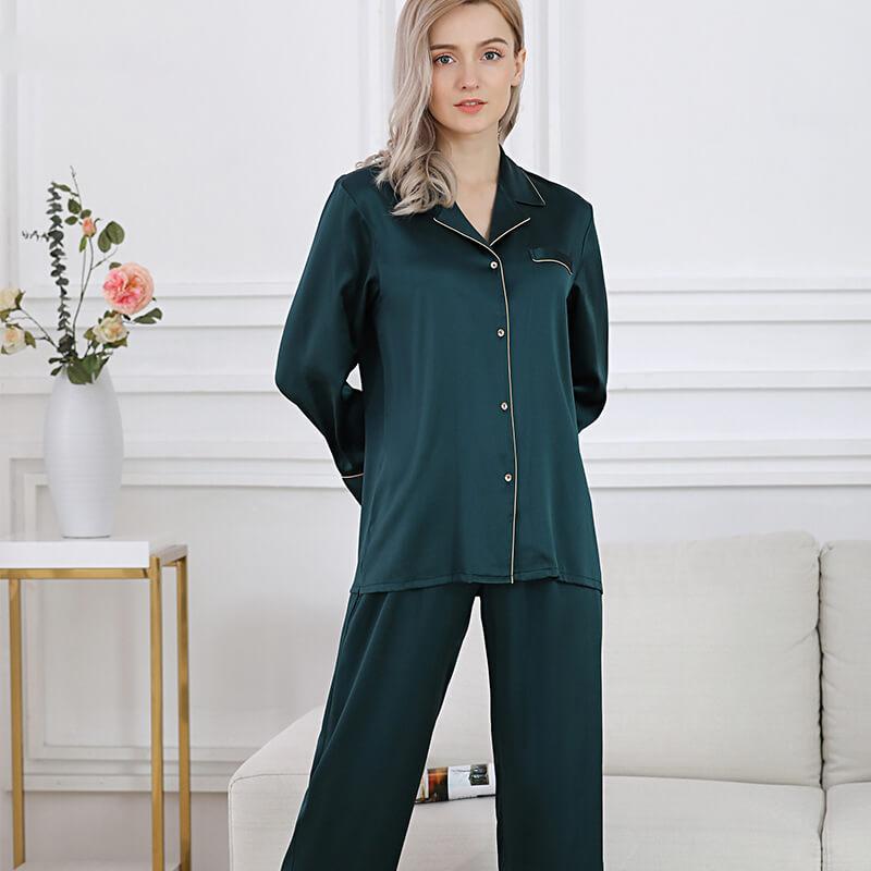 Піжама жіноча шовкова зелена (розміри 40-54 XS-XXXL)