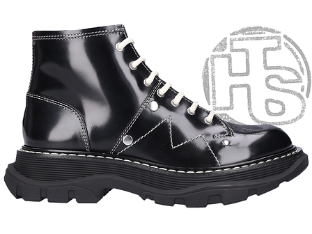 Жіночі черевики Alexander McQueen Tread Lace Up Ankle Boot Black 595469WHQSG1090 (с мехом), фото 1