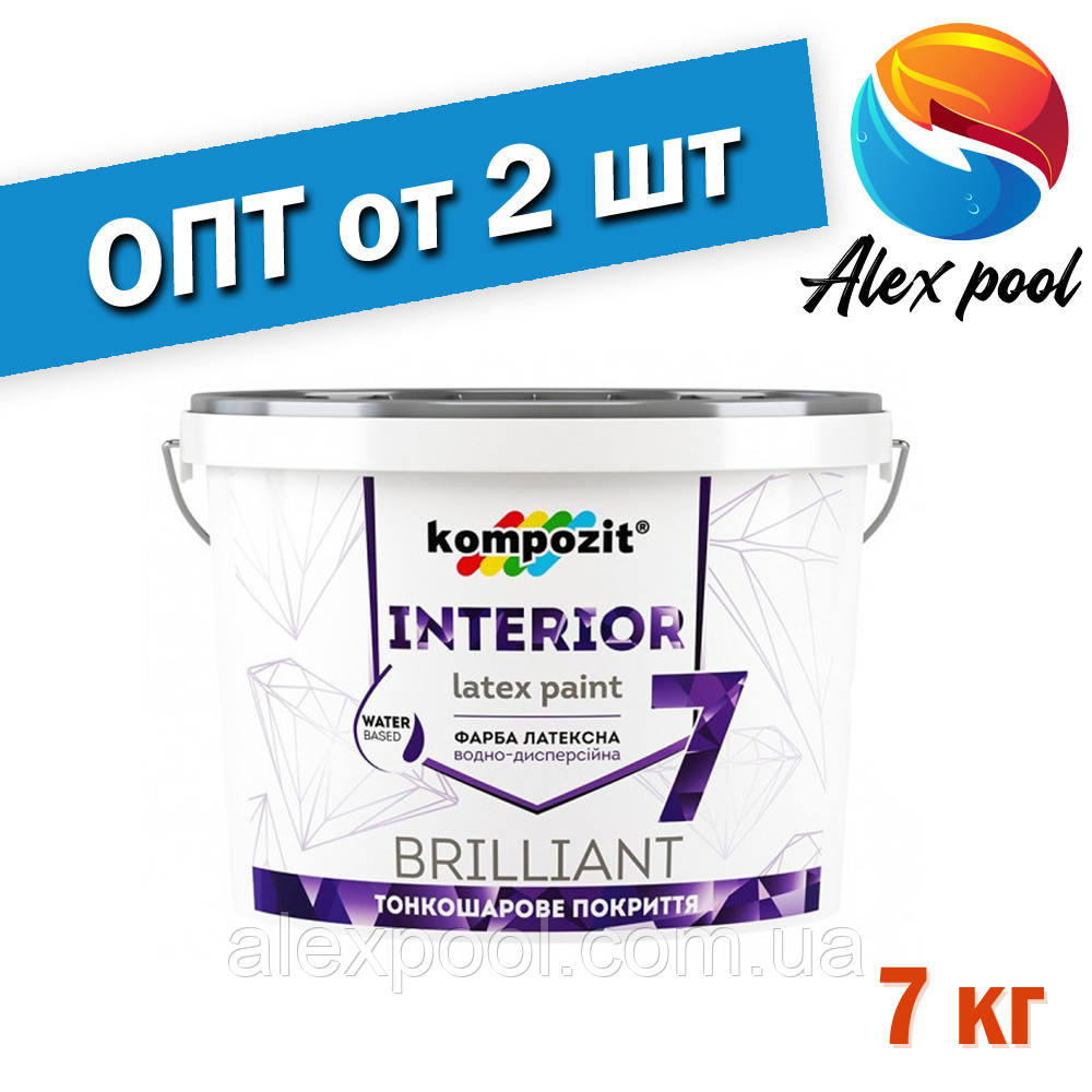 Kompozit INTERIOR 7, 7 кг Матова інтер'єрна водорозбавна тонкошарова латексна фарба для фарбування стін