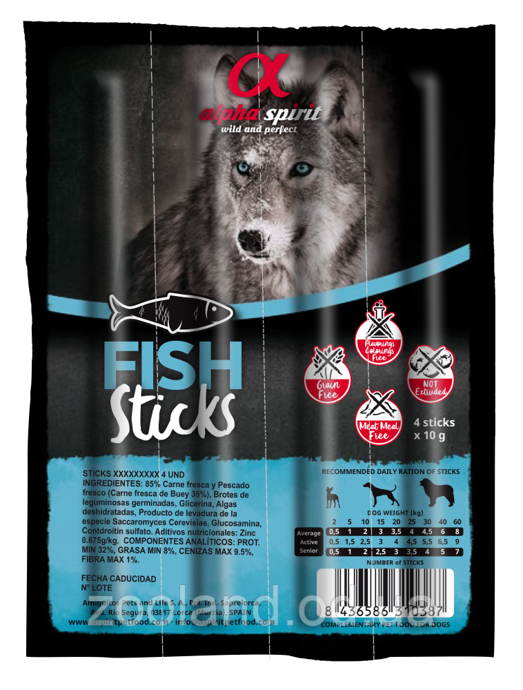 Alpha Spirit Sticks Ласощі для собак з рибою, 4 шт.