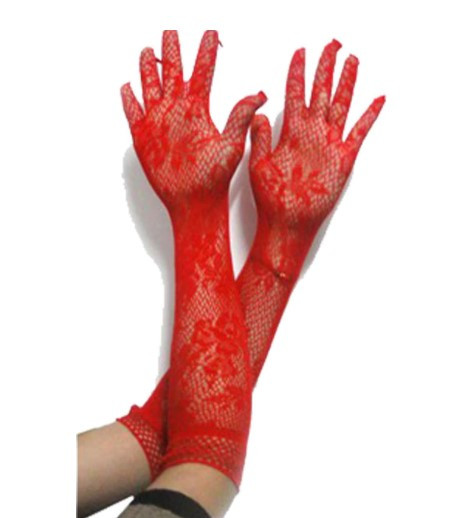 Рукавички ажурні червоні, рукавички мереживні червоні, фото 1