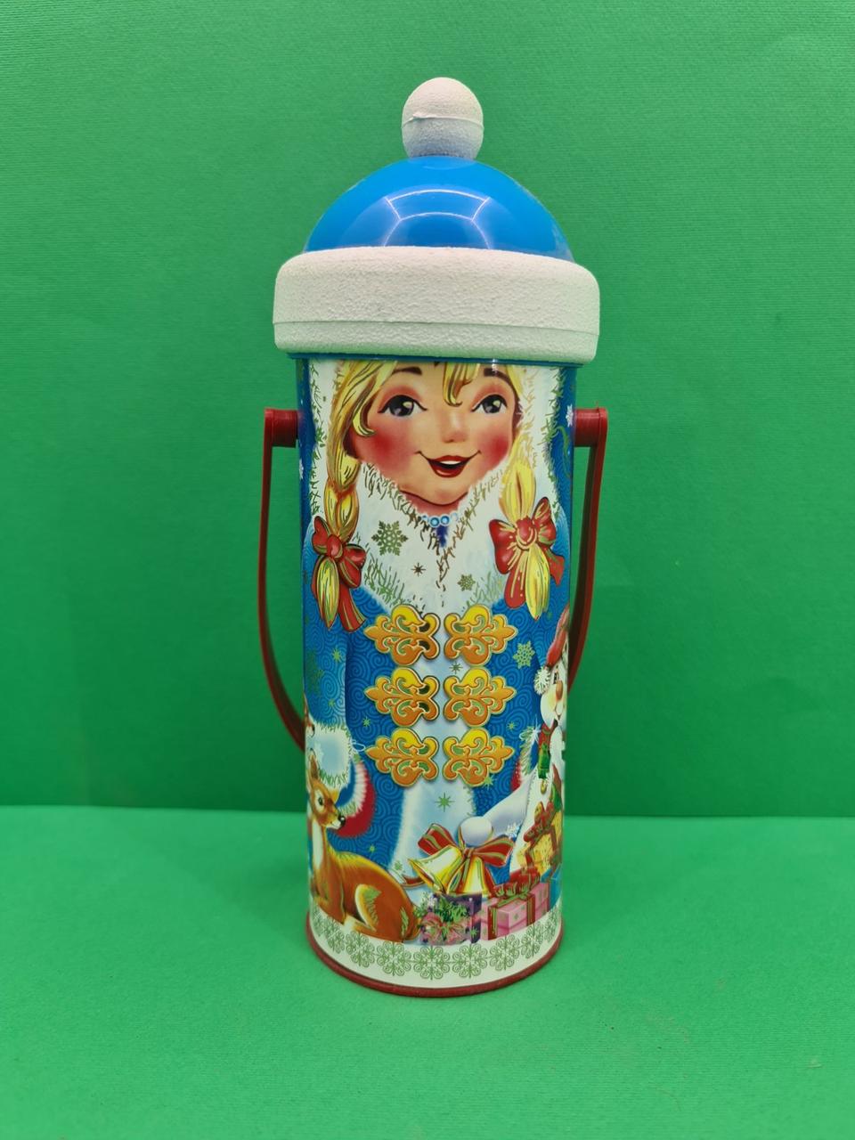 Новорічний тубус для цукерок середній/Снігуронька (d-87*205mm) (1 шт.)