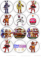 Вафельна картинка №6 Фнафворлд Аніматронікикорж наклейка на торт їстівний фото друк