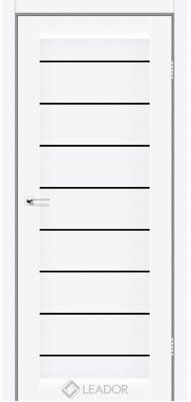 Міжкімнатні двері ЛЕАДОР/ Leador NEAPOL Білий матовий з чорним склом