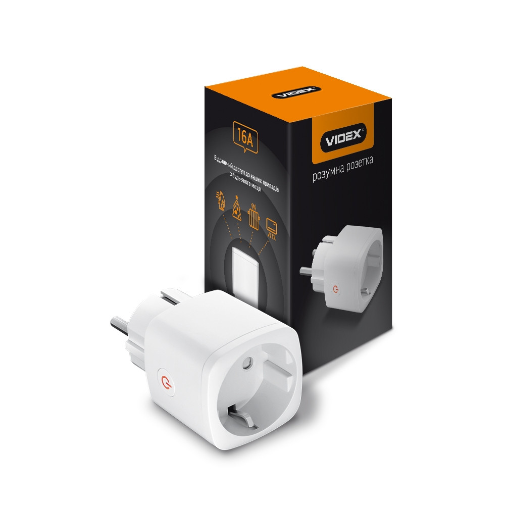 Розумна розетка Videx 1 слот WiFi VF-WP100, фото 1