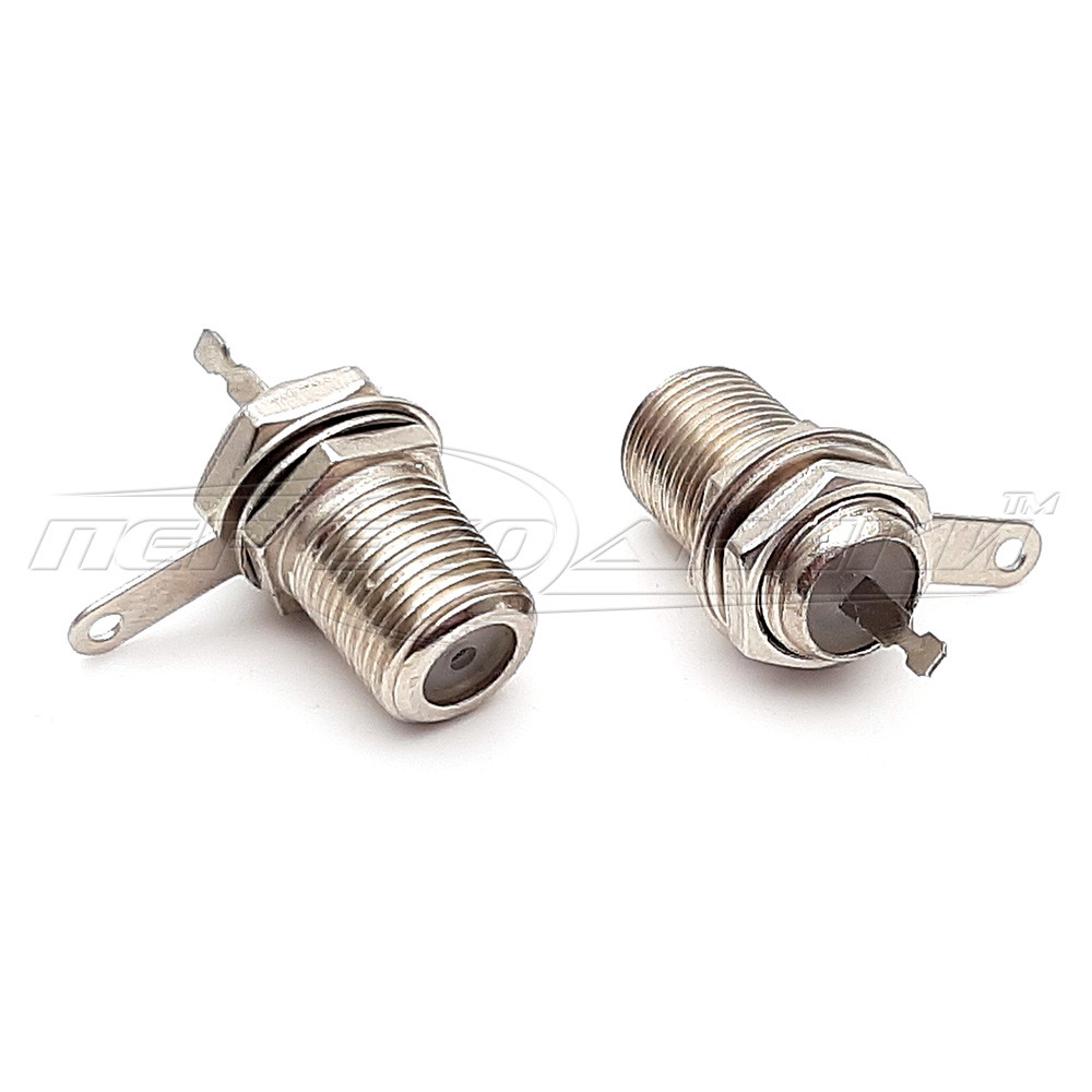 Роз'єм гніздо F, монтажне, дві гайки (метал)