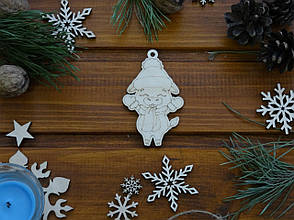 Дерев'яна новорічна іграшка Бичок у Шапці